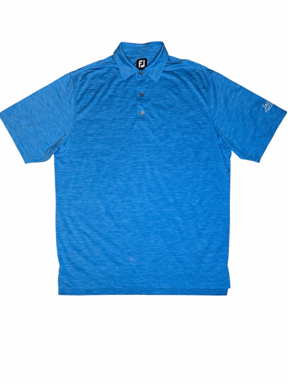 FootJoy Mens Short Slv Polo Shirt Heather Blue Golf Jackson Thornton Casual Sz L